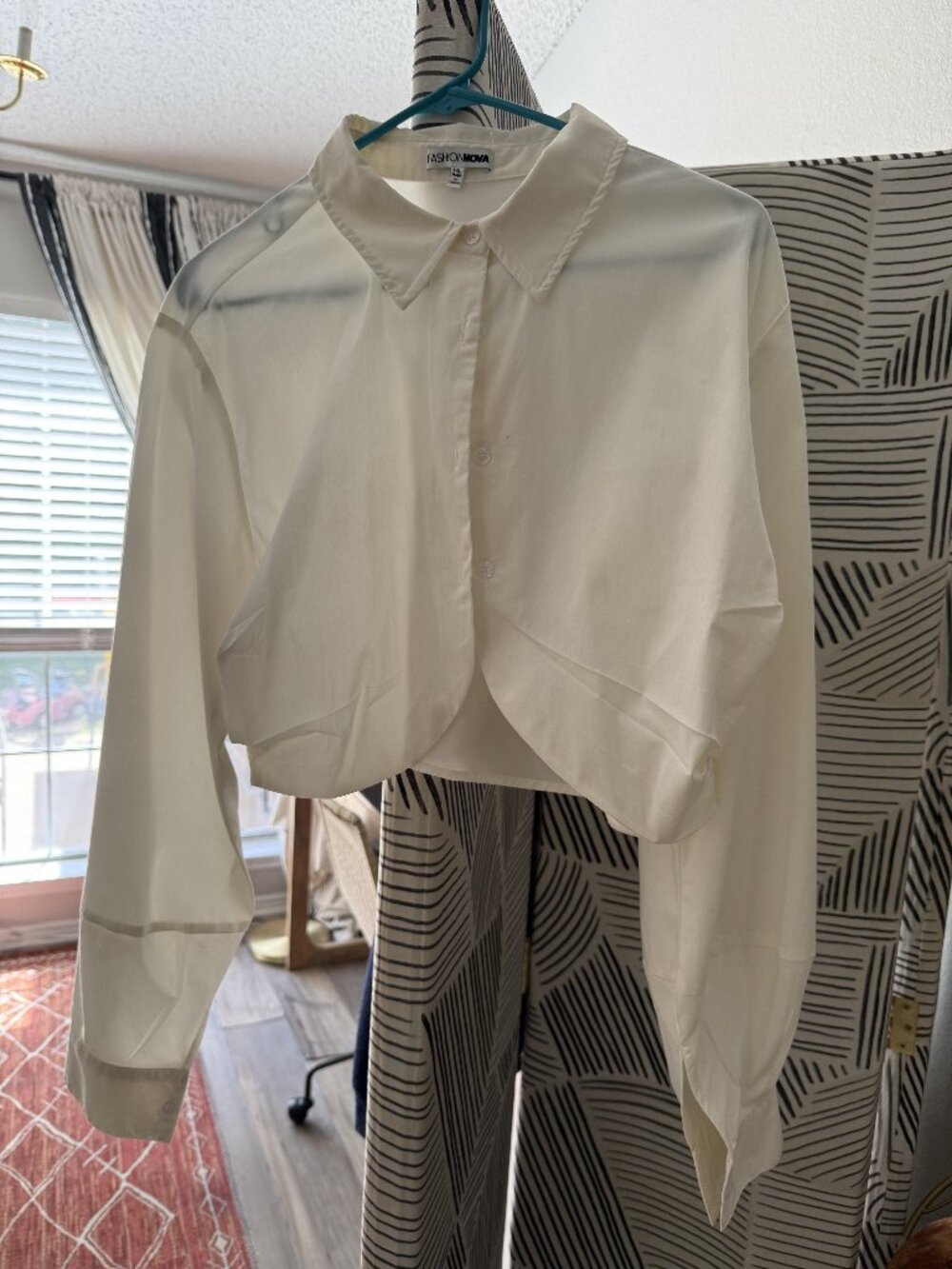 White Crop Button Up Top
